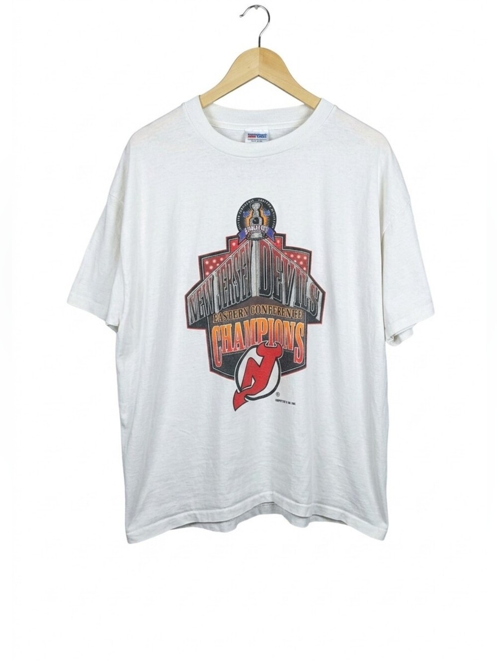Vintage 1995 New Jersey Devils NHL Eastern Conference Champions T-Shirt - Large